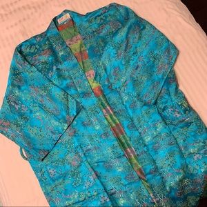 Electric Blue Silk Maxi Kimono